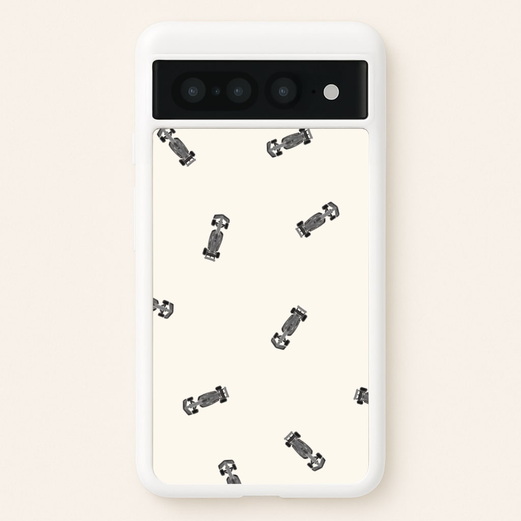 Race Cars Pattern Off White Google Pixel 7 Pro Case