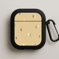 Minimal Christmas Trees Pattern Black AirPods Case