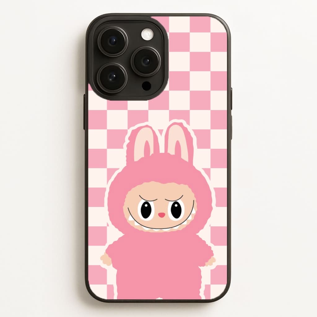 Checkered Cute Pink Monster  Phone Case