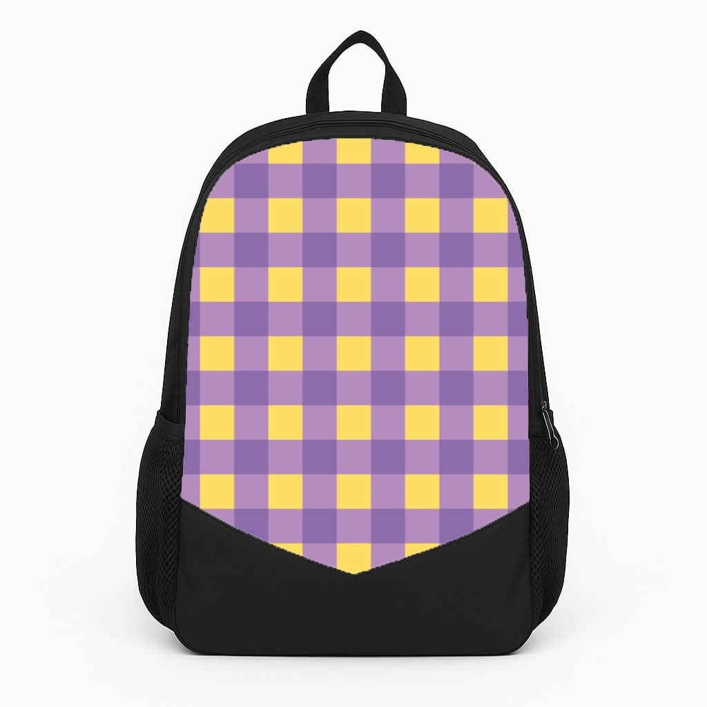 Purple And Yellow Checkered Pattern Backpack