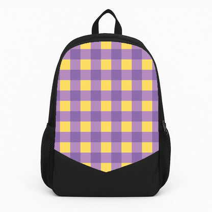 Purple And Yellow Checkered Pattern Backpack