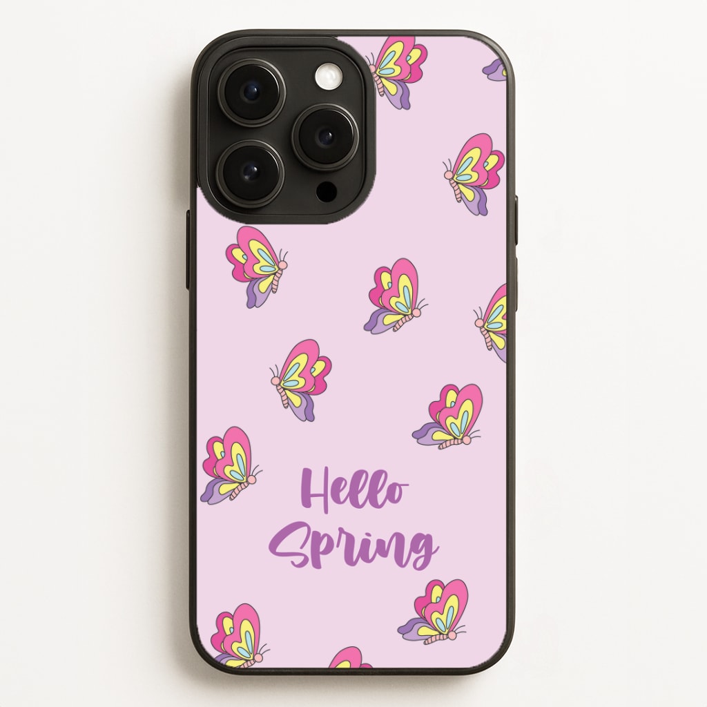 Hello Spring Butterfly Pattern Phone Case for iPhone, Samsung Galaxy and Google Pixel