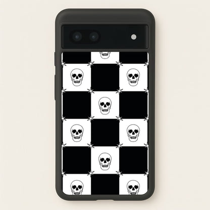 Checkered Skulls Pattern Google Pixel 6a Case
