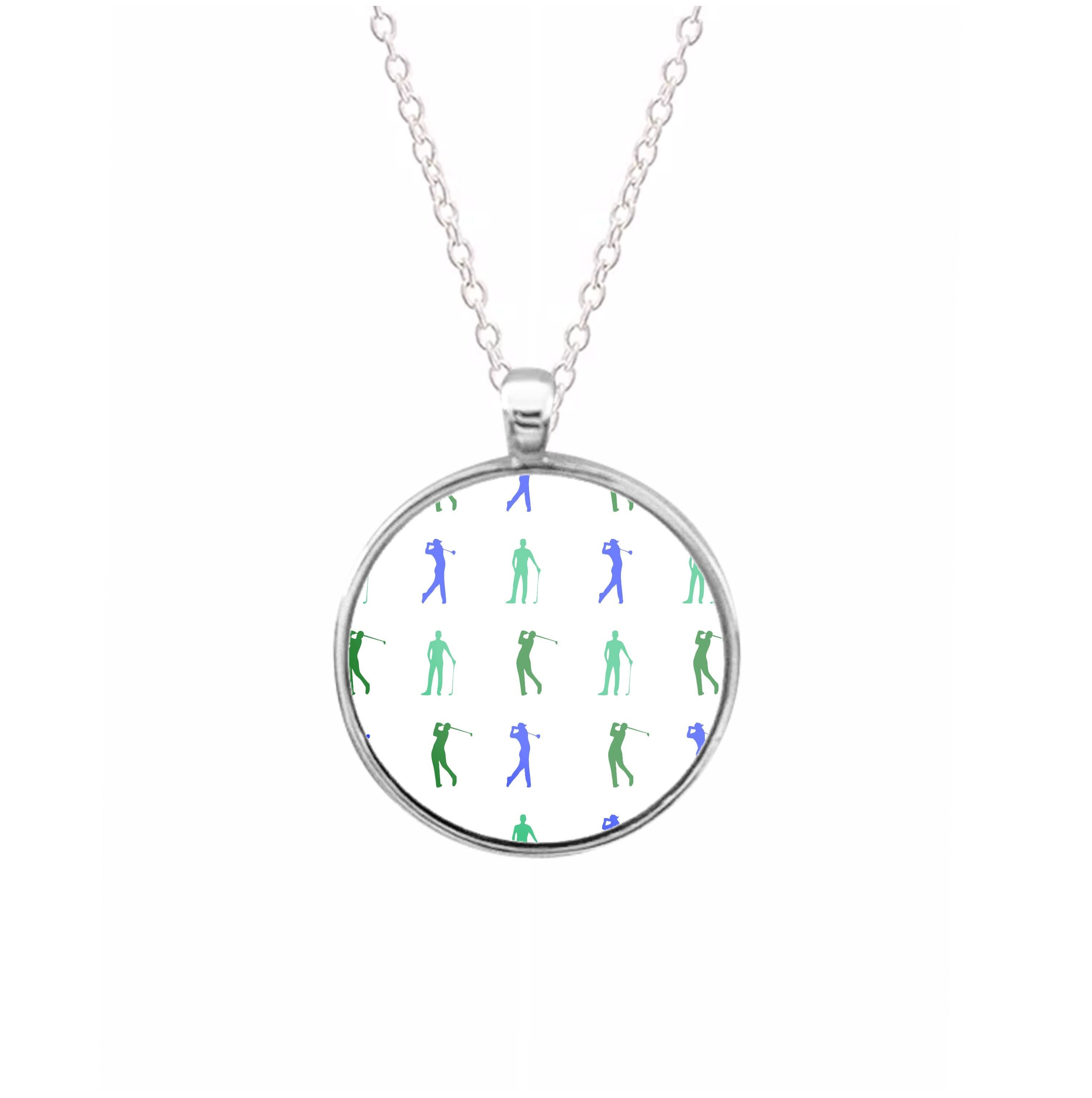 Golfer Silhouettes Pattern Necklace