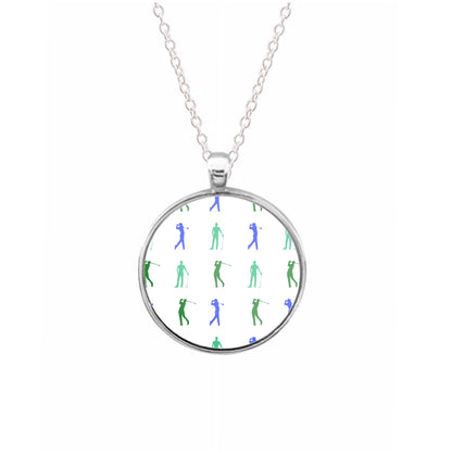 Golfer Silhouettes Pattern Necklace