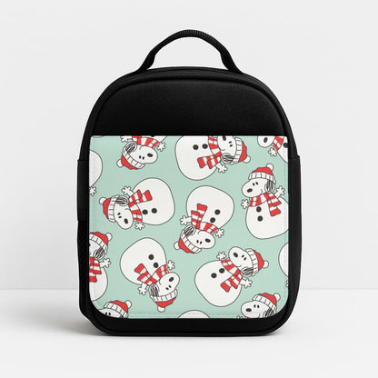 Cartoon Beagle Snowman Pattern Insulated Lunch Bag