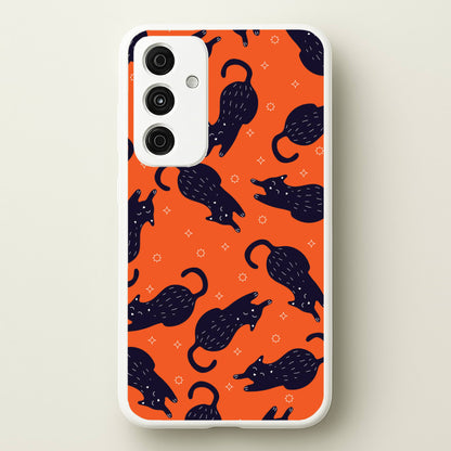 Black Cats And Stars Pattern Galaxy A35 Case