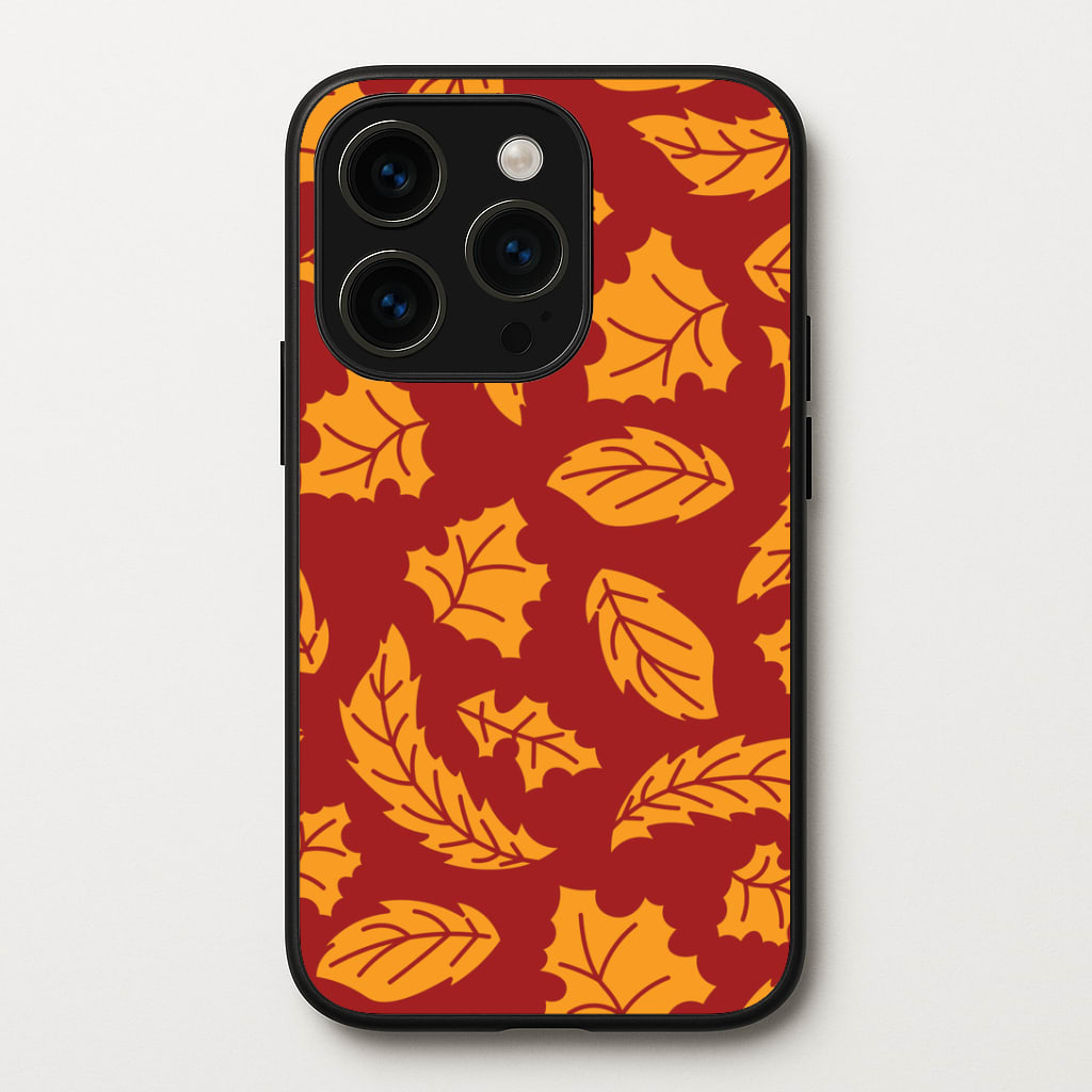 Orange Leaves Pattern iPhone 14 Pro Case