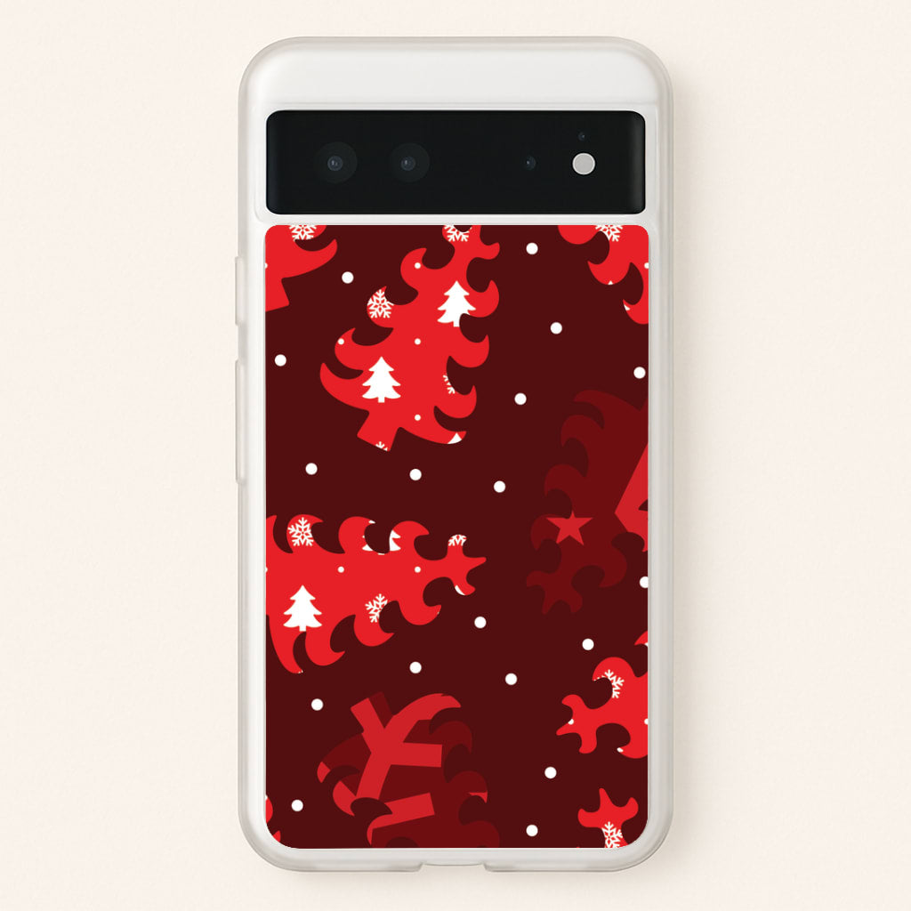 Wrapping Paper Christmas Tree Pattern Google Pixel 6 Case