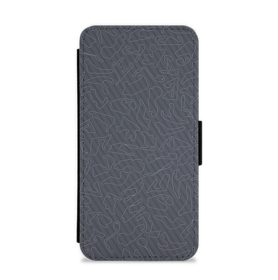 Track Outlines Gray Flip / Wallet Phone Case