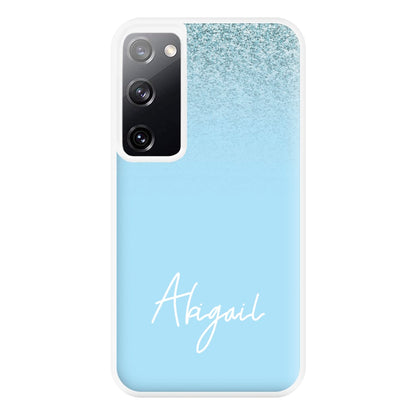 Blue Glitter Personalised Name Galaxy S20 Case