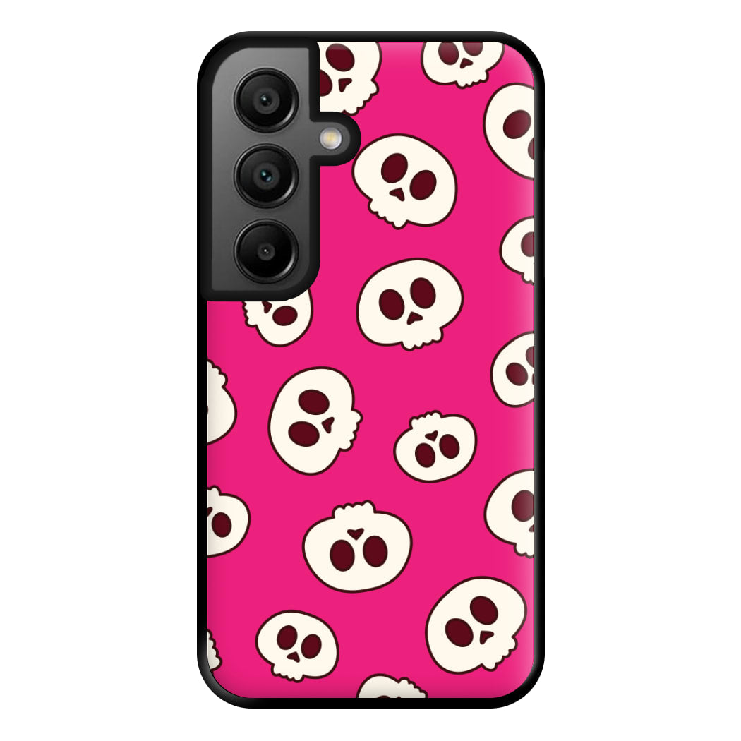 Pink Skulls Pattern Galaxy A55 Case