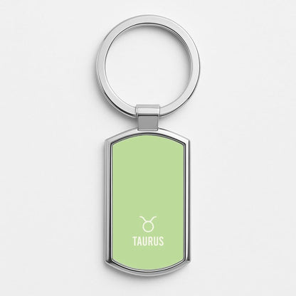 Taurus Pastel Zodiac Silver Metal Keyring
