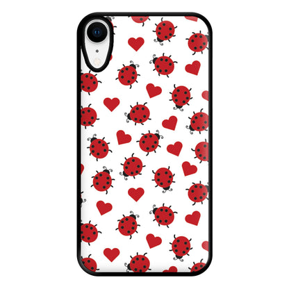 Ladybugs And Hearts Pattern iPhone XR Case