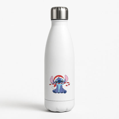 Cute Blue Alien Candycane White Water Bottle