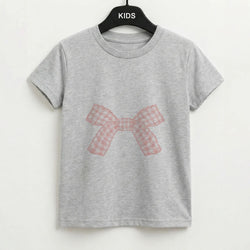 The Gingham Bow Grey Kids T-Shirt