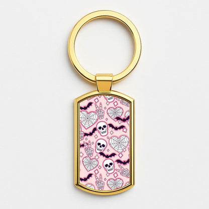 Cute Halloween Stickers Pattern Gold Keyring