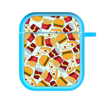 Burgers, Fries And Pizzas - Fast Food Patterns AirPods Case