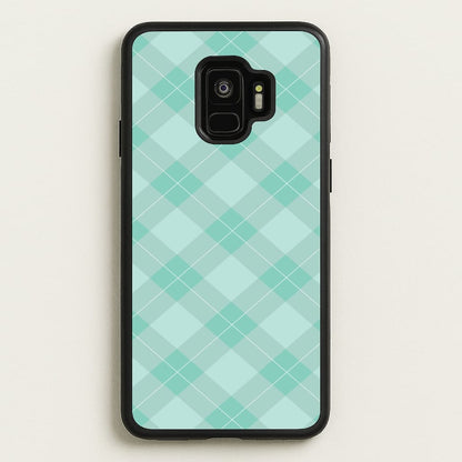 Light Cyan Tartan Christmas Pattern Galaxy S9 Case