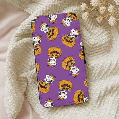 Cartoon Beagle Pumpkin Pattern Leather Phone Case