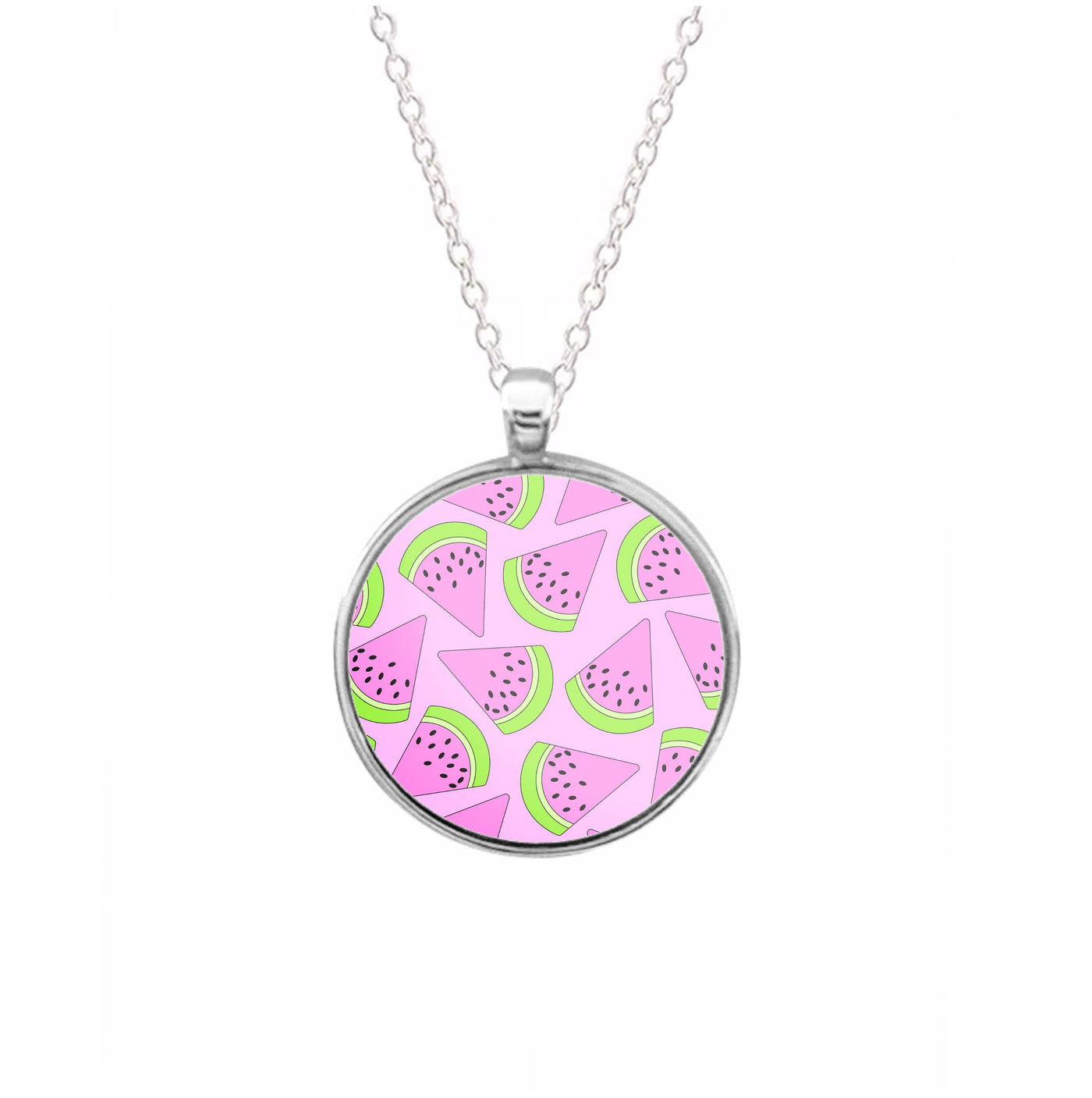 Pink Watermelon Pattern - Summer Necklace