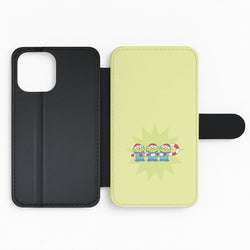 Cute Green Aliens Candycane Flip Phone Case