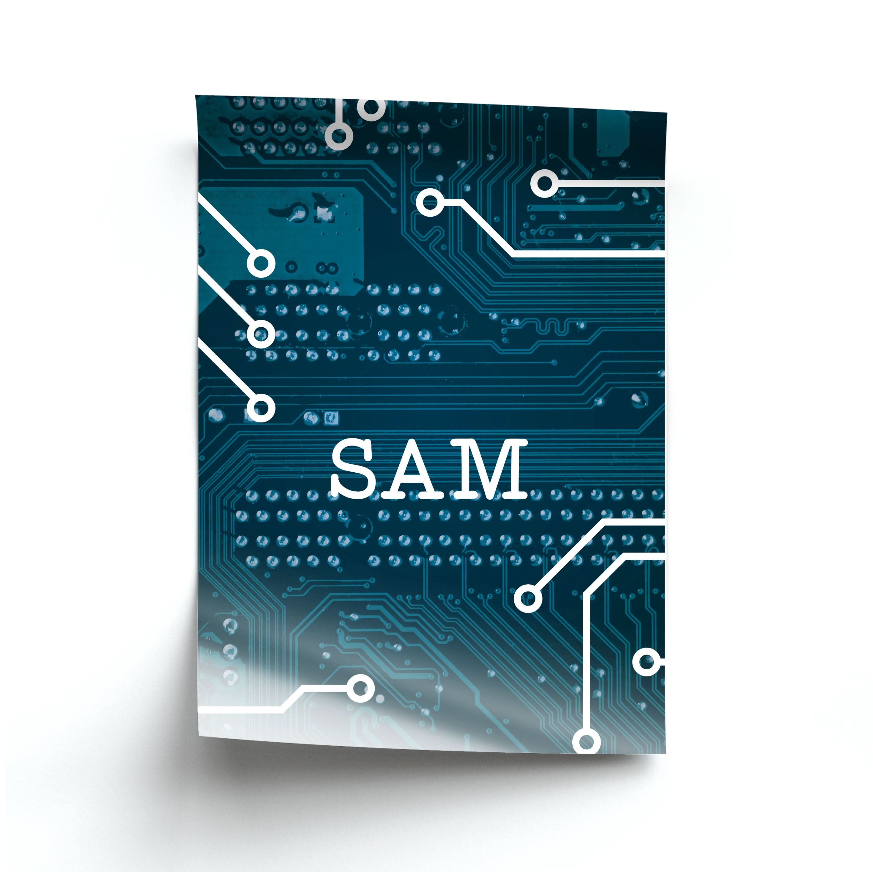 Blue Circuit Board Personalised Name Poster