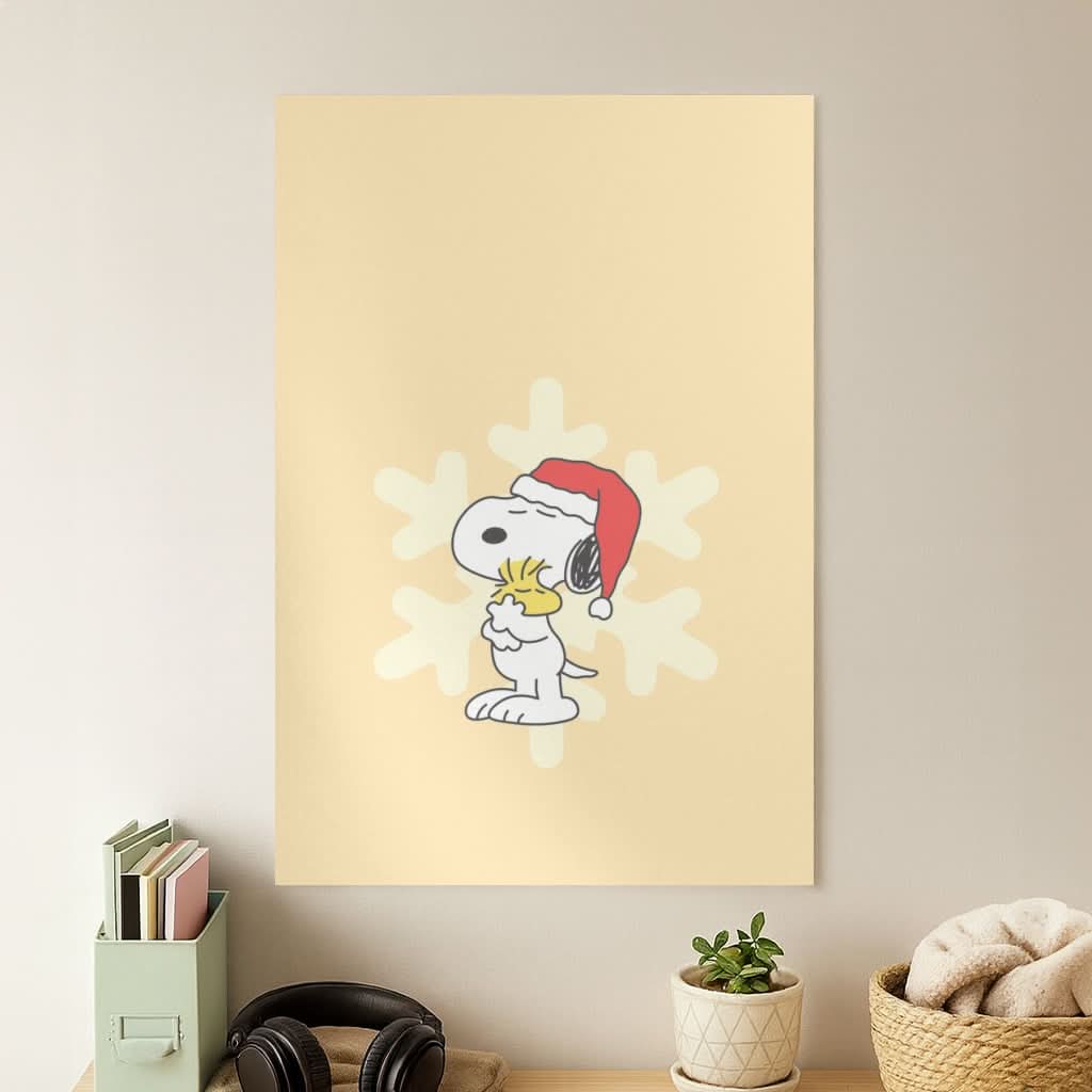 Christmas Cartoon Beagle And Bird  Poster