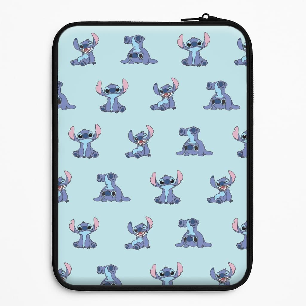 Cute Blue Alien Pose Pattern Laptop Sleeve