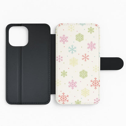 Pastel Snowflakes Pattern Flip Phone Case