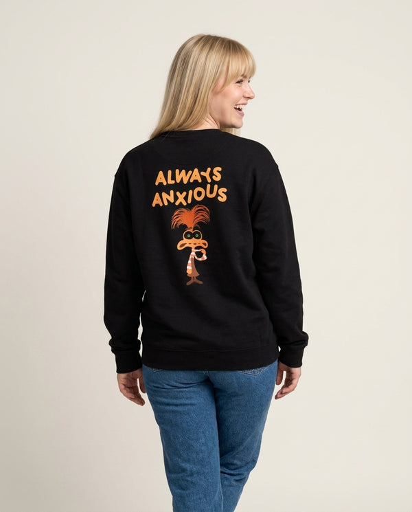 Always Anxious - Inside Out Sweatshirt — Black Back, worn