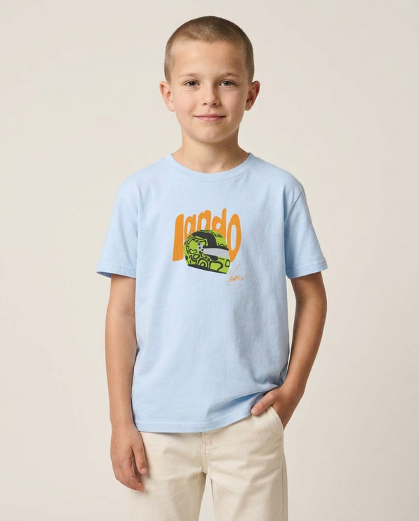 Abstract Lando Kids T-Shirt — Blue Front, worn