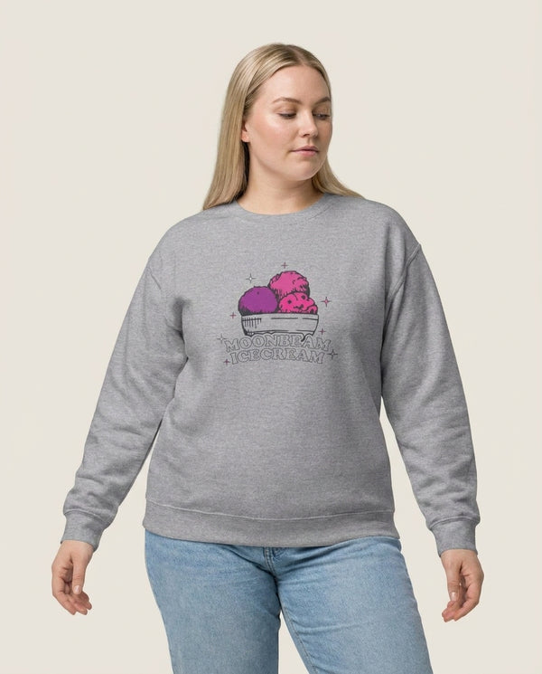 Moonbeam Icecream Sweatshirt — Grey Front, worn