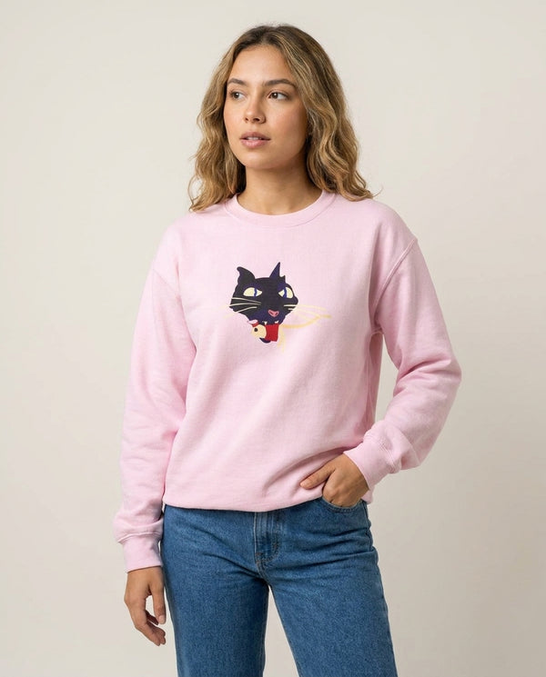 Mouse Eating Sweatshirt — Pink Front, worn
