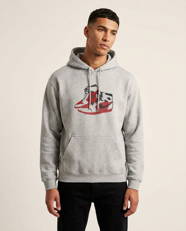 Jordans - Basketball Hoodie — Grey Front, worn