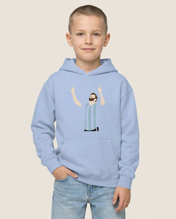 Argentina - Messi Kids Hoodie — Blue Front, worn