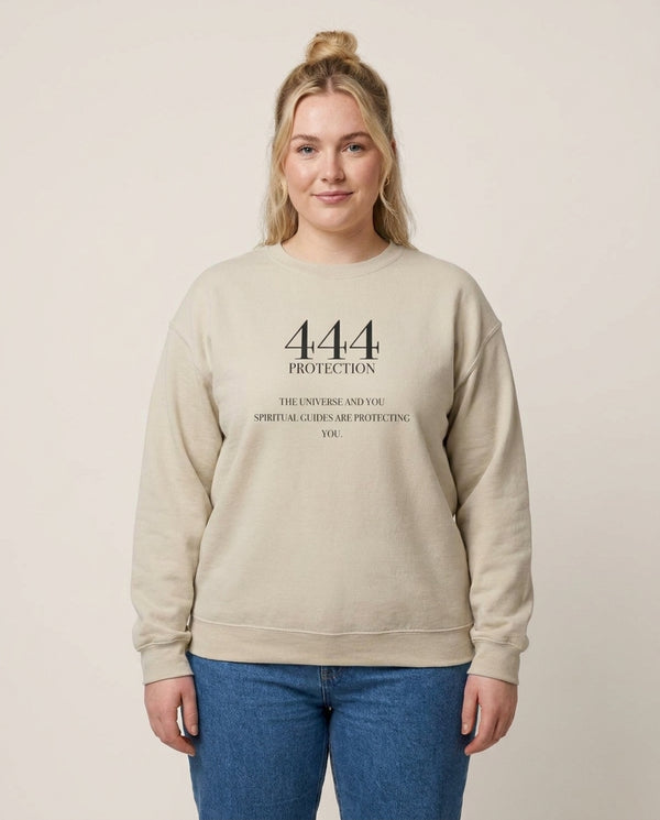 444 - Angel Numbers Sweatshirt — Sand Front, worn