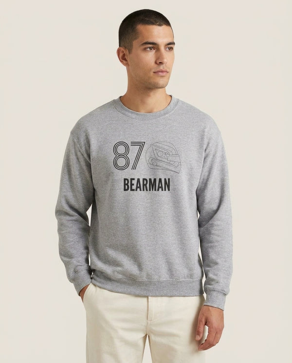 Bearman Helmet 2026  Sweatshirt — Grey Front, worn