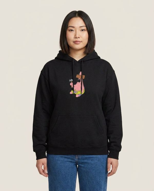Nail Patrick Hoodie — Black Front, worn