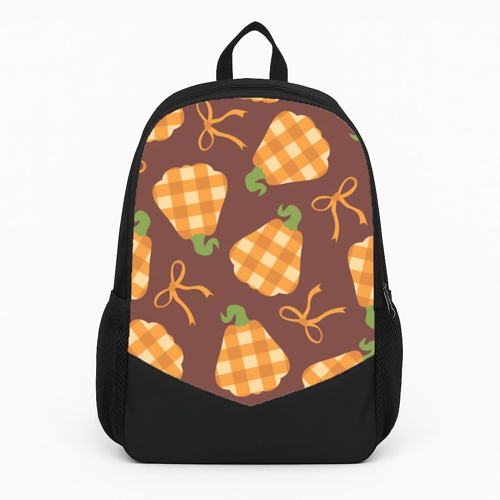 Tartan Pumpkins And Bows Pattern Backpack