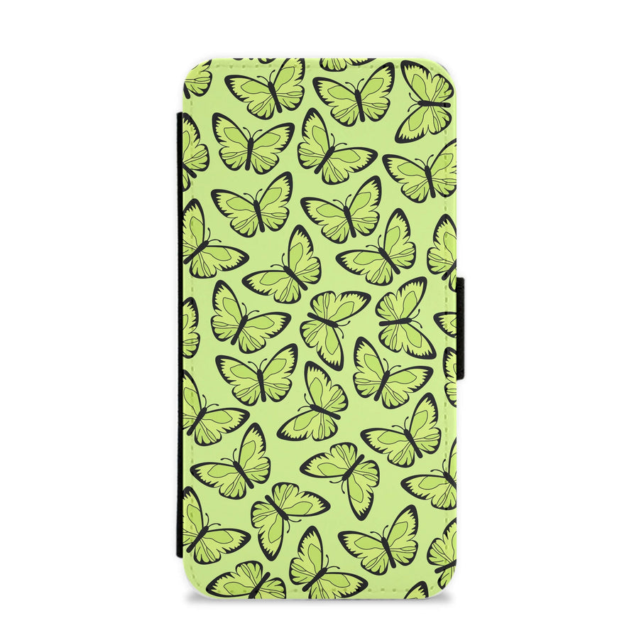 Yellow And Black Butterfly - Butterfly Patterns Flip / Wallet Phone Case