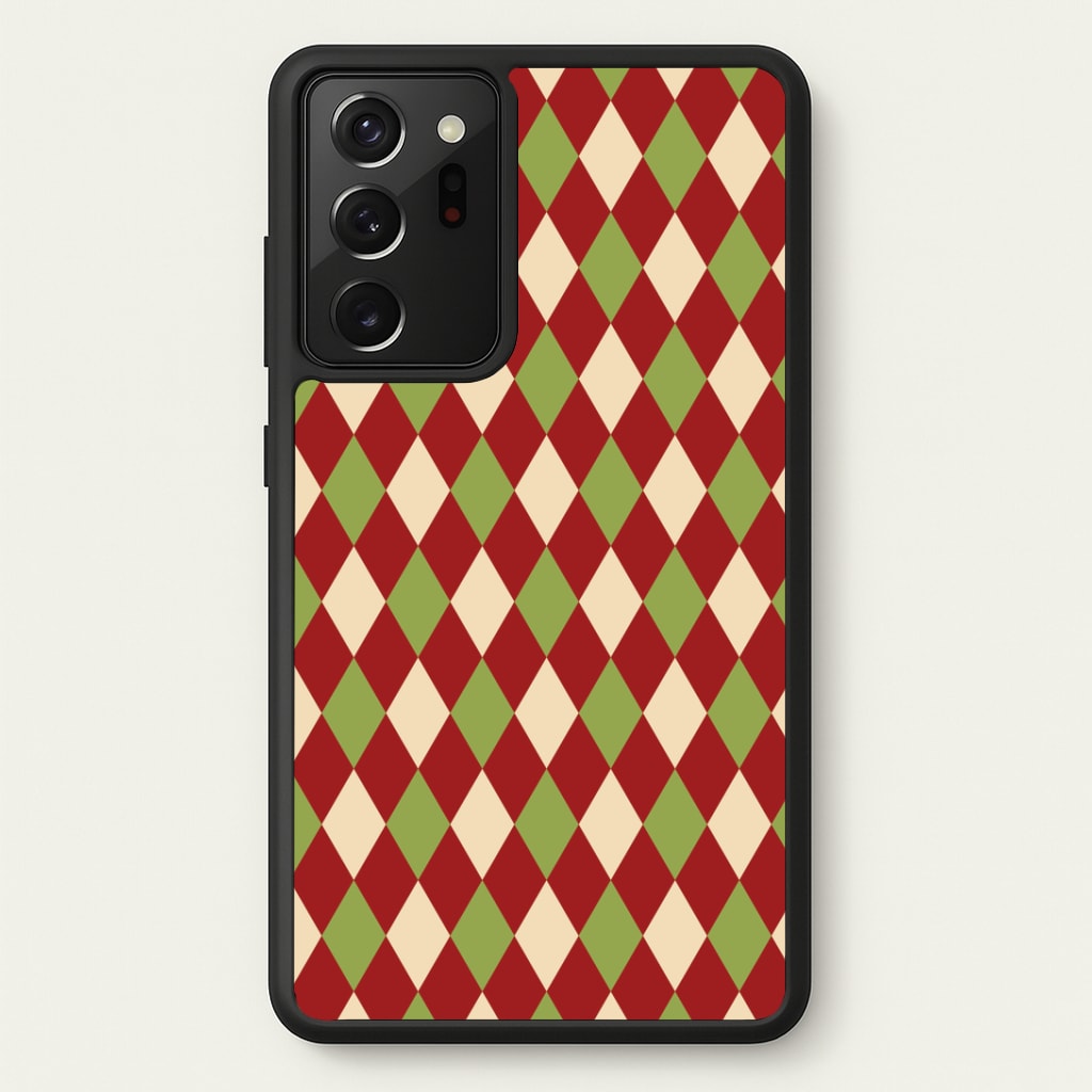 Red And Green Argyle Christmas Pattern Galaxy Note 20 Ultra Case