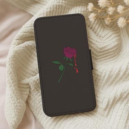 Dark Pink Rose Leather Phone Case