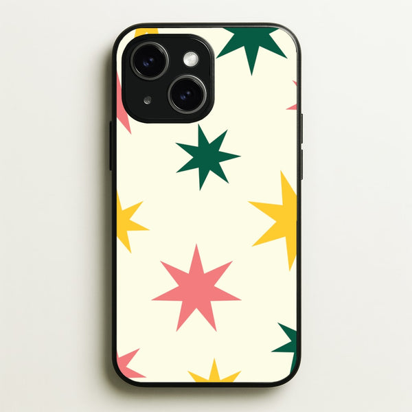 Colourful Christmas Stars Pattern iPhone 15 Plus Case