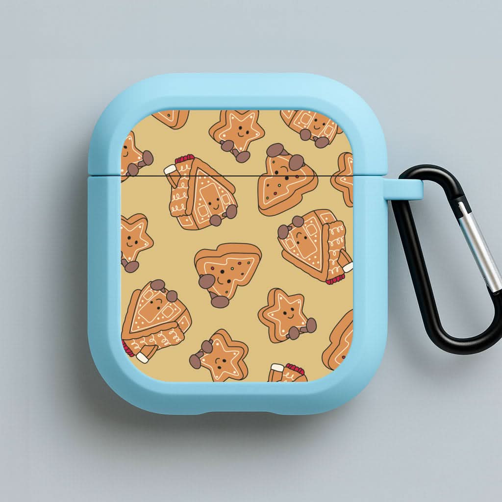 Gingerbread Plushies Pattern Blue AirPods Case