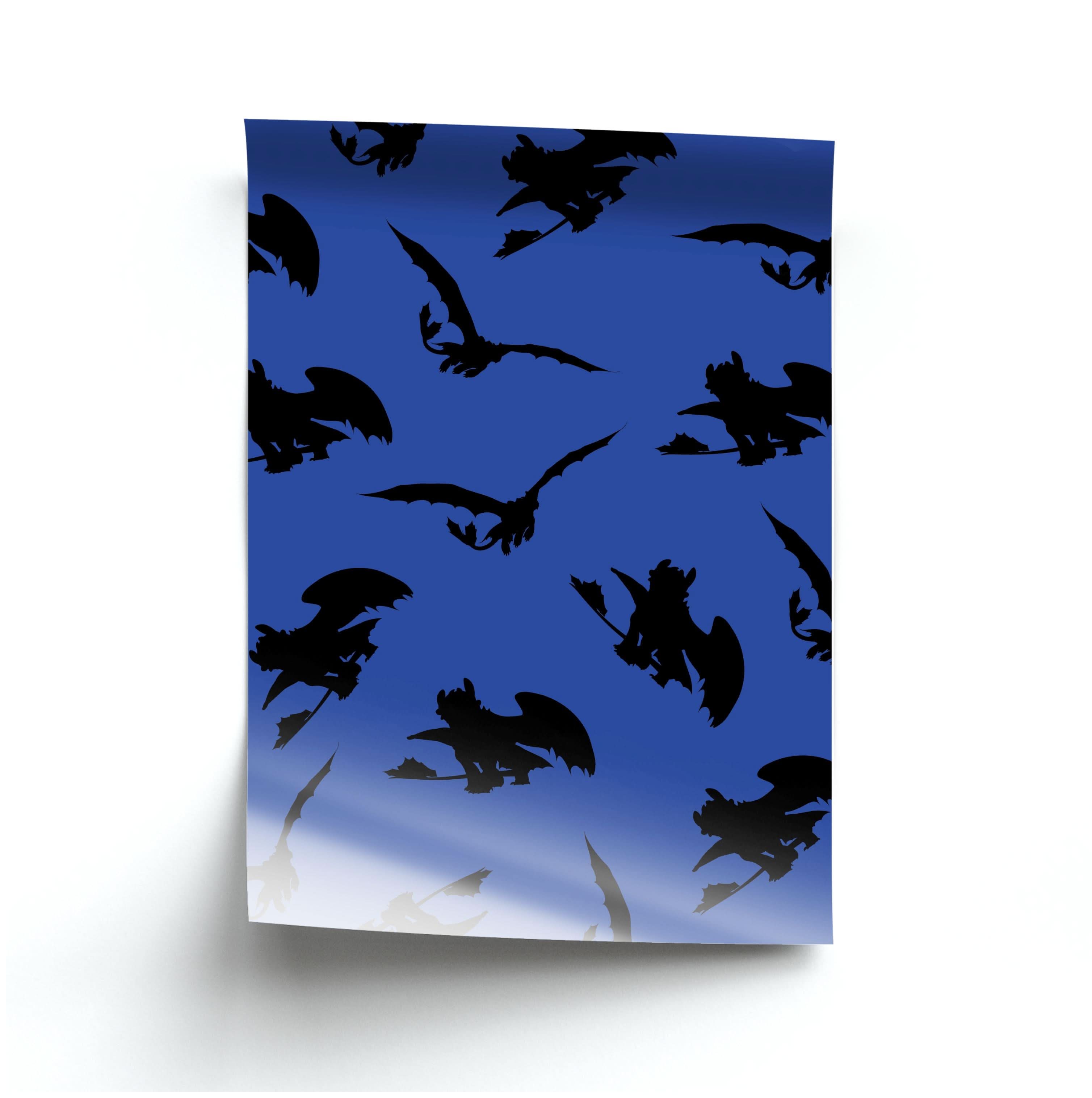 Dragon Silhouettes Pattern Poster