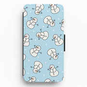 Cartoon Snowmen Pattern Flip / Wallet Phone Case 1