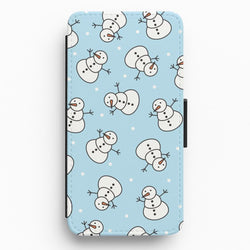 Cartoon Snowmen Pattern Flip / Wallet Phone Case