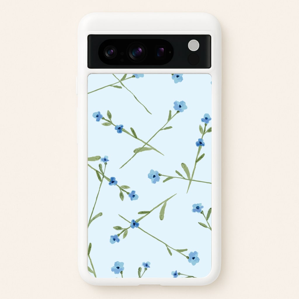 Baby Blue Floral Pattern Google Pixel 8 Pro Case