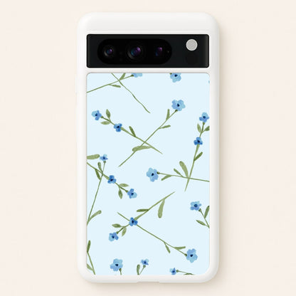 Baby Blue Floral Pattern Google Pixel 8 Pro Case